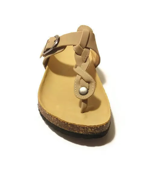 Sandals Cabo San Lucas Women's Sandals Flat Thong Flip Flop Summer Shoes Beige Size 7