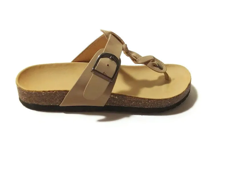 Women's Sandals Flat Thong Flip Flop Summer Shoes Beige Size 7 Walking Sandals