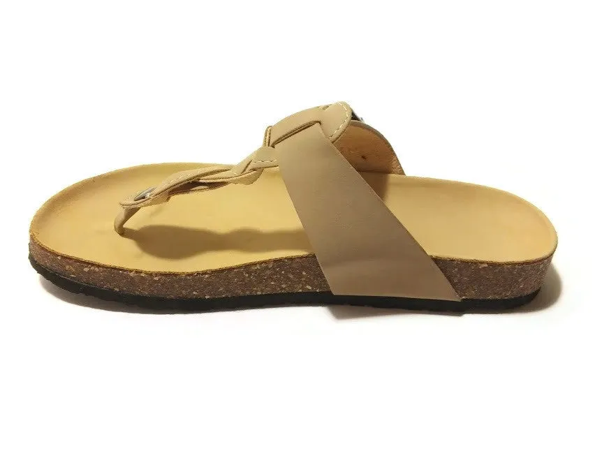 Seude Sandals Women's Sandals Flat Thong Flip Flop Summer Shoes Beige Size 7