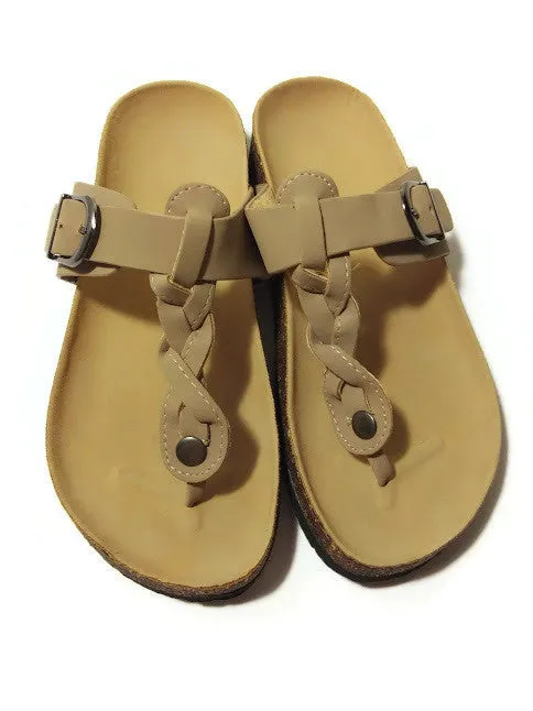 Pehr Sandals Women's Sandals Flat Thong Flip Flop Summer Shoes Beige Size 7