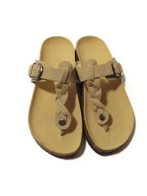 Women's Sandals Flat Thong Flip Flop Summer Shoes Beige Size 7 Low Heel Wedding Sandals