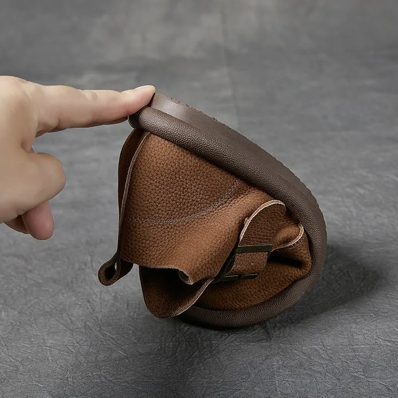 Women's Ankle Boots Leather Barefoot Shoes Casual Buckle Boots Khaki/Coffee Zerøgrand Wfa Plain Toe Oxfords