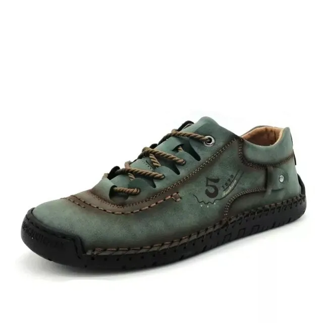 Round Toe Flat Shoes New Men Leather Casual Shoes Men Luxury Loafers Fashion Sneakers Outdoor Comfortable Casual Flat Walking Sports Shoes