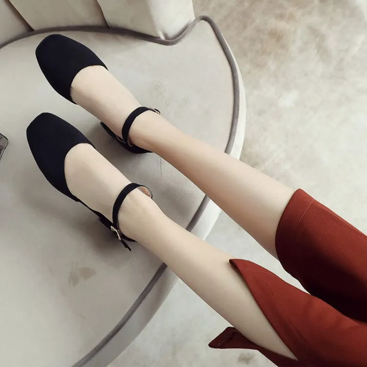 Sandals For Teens Women's Suede Color Block Ankle Strap Block Heel Sandals