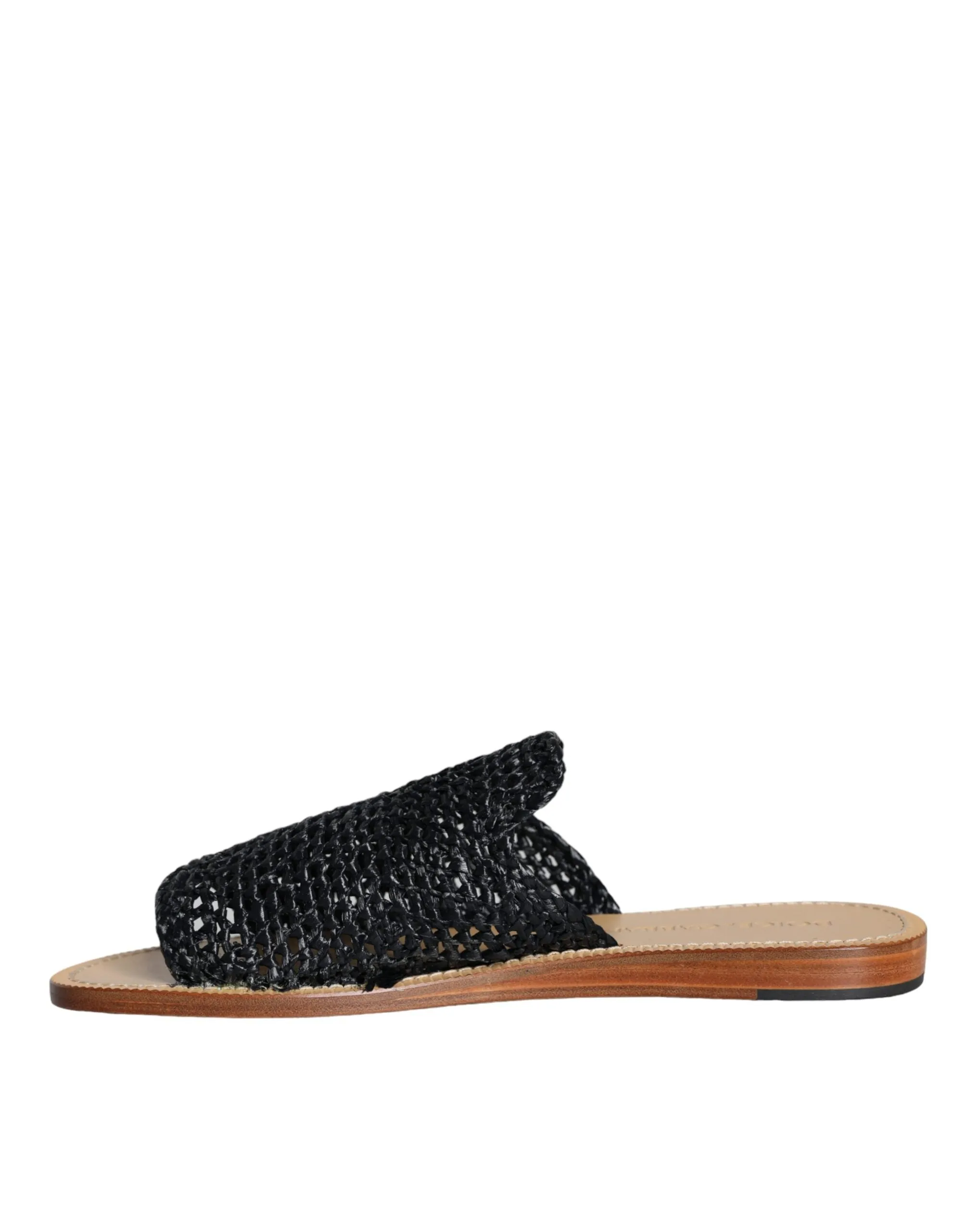 Dolce & Gabbana Black Monochrome Braided Raffia Slides Shoes Universal Threads Sandals