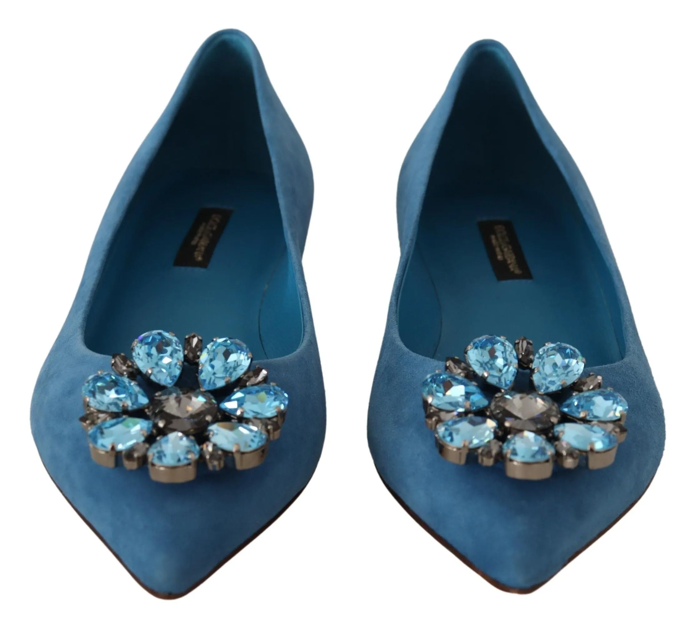 Dolce & Gabbana Blue Suede Crystals Loafers Flats Shoes Homecoming Loafers
