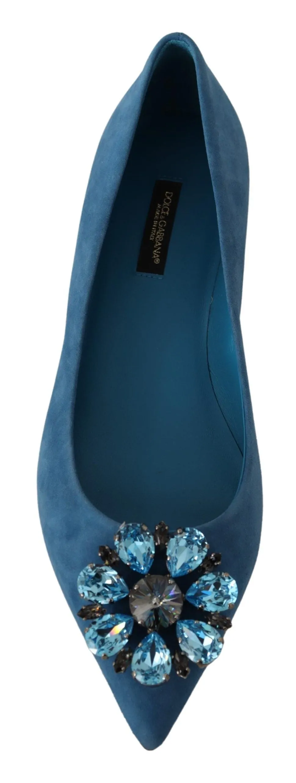 Lug Sole Loafers Dolce & Gabbana Blue Suede Crystals Loafers Flats Shoes