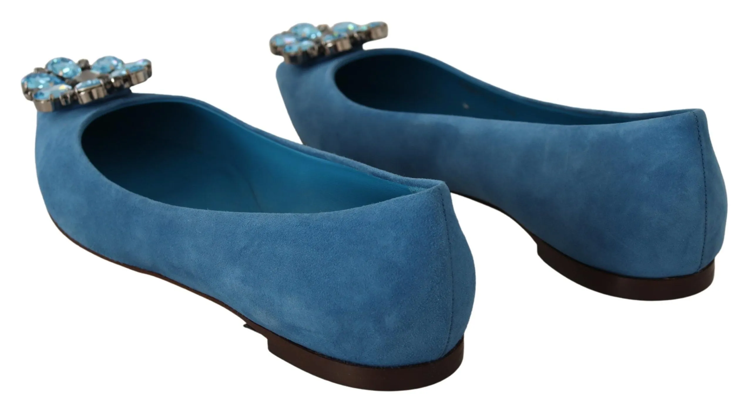 Loafers With Dolce & Gabbana Blue Suede Crystals Loafers Flats Shoes