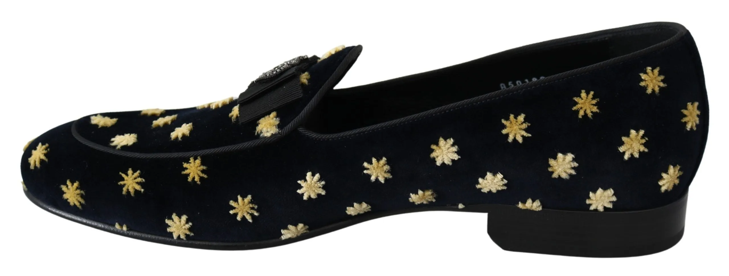 Square Loafers Dolce & Gabbana Blue Velvet Crown Slippers Loafers Shoes