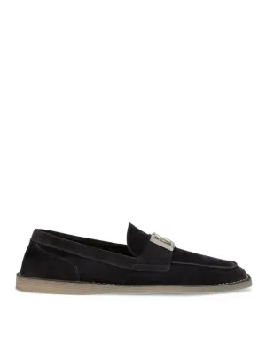 Leather Slip On Loafers Dolce & Gabbana logo-lettering suede loafers