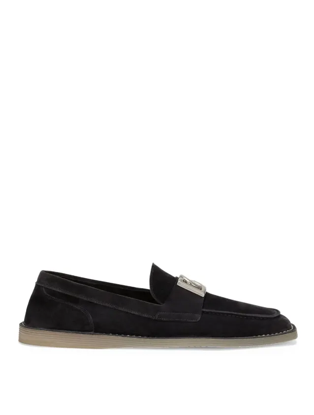 Dolce & Gabbana logo-lettering suede loafers Driving Shoes Vs Loafers