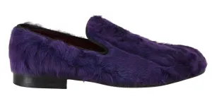Dolce & Gabbana Purple Sheep Fur Leather Loafers Penny Loafers Casual