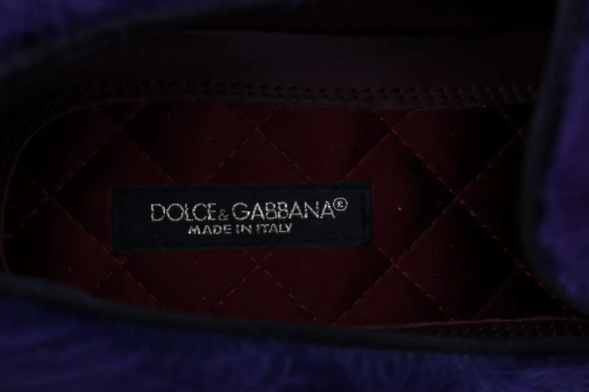 Dolce & Gabbana Purple Sheep Fur Leather Loafers Earth Spirit Loafers