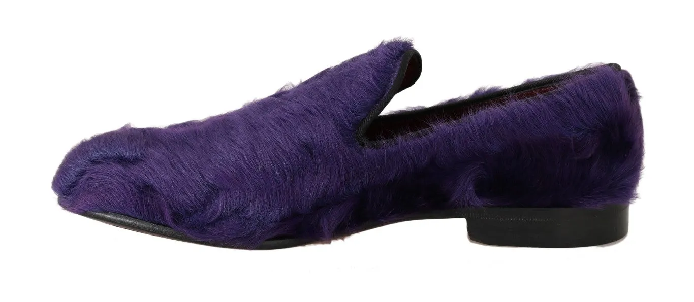 Salvatore Ferragamo Loafers Dolce & Gabbana Purple Sheep Fur Leather Loafers