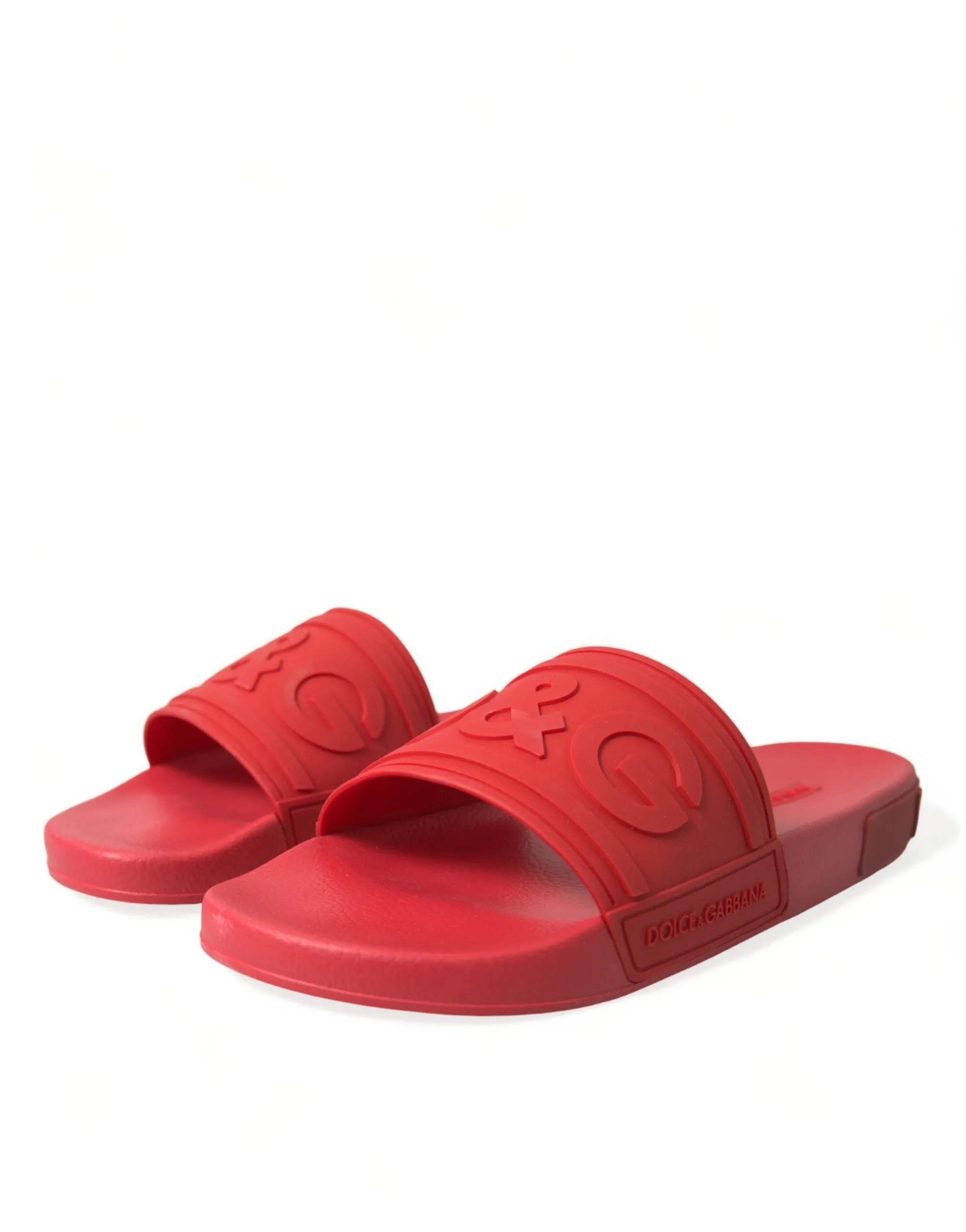 Dolce & Gabbana Red Rubber Sandals Slippers Beachwear Shoes Designer Sandals With Heels