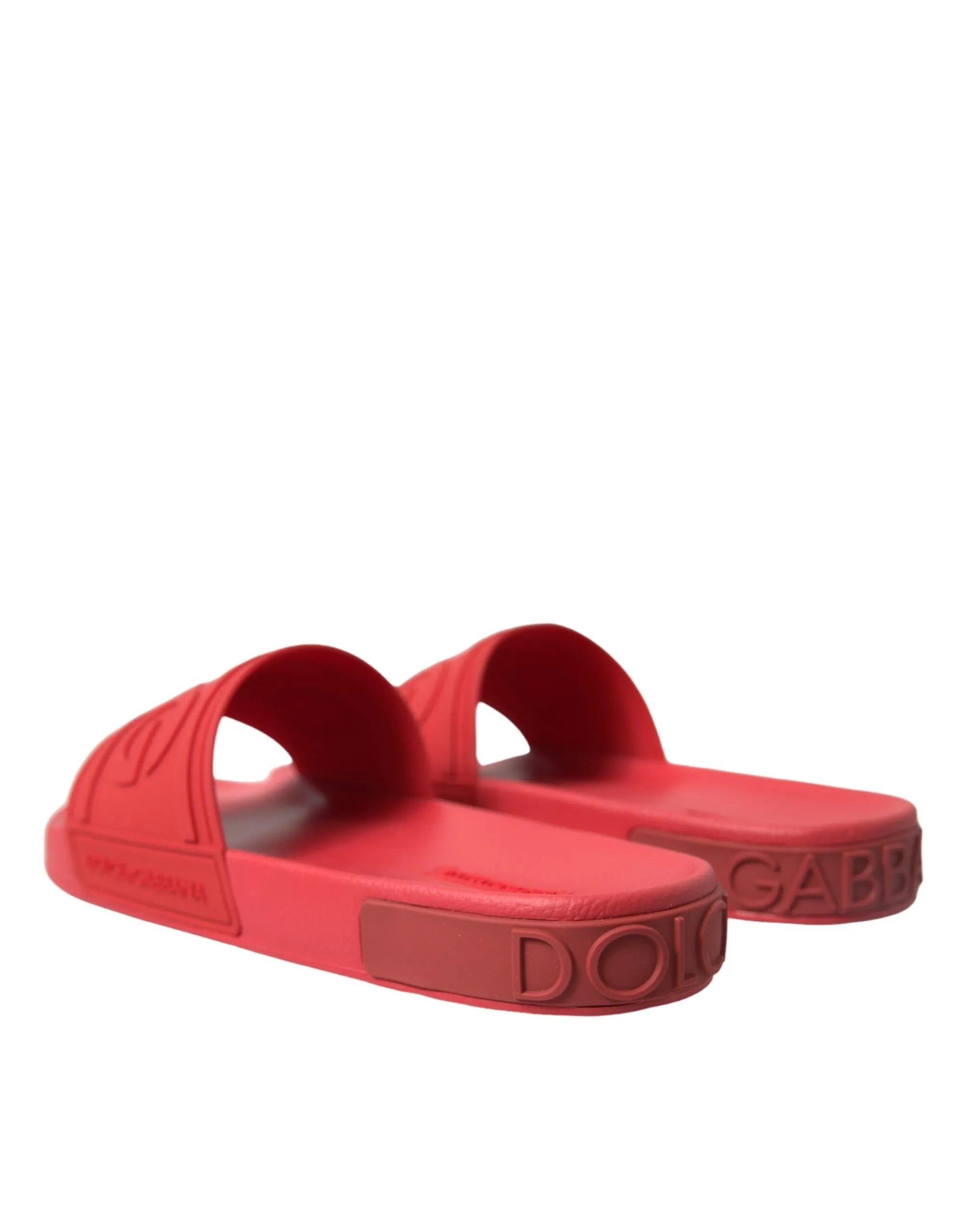 Dolce & Gabbana Red Rubber Sandals Slippers Beachwear Shoes Pearl Sandals Heels