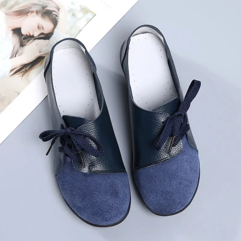 Dosreal Women Fashion Flats Shoes Lace Up Loafers Shoes Outdoor Walking Shoes Female Ballet Flats Co Outfit Loafers