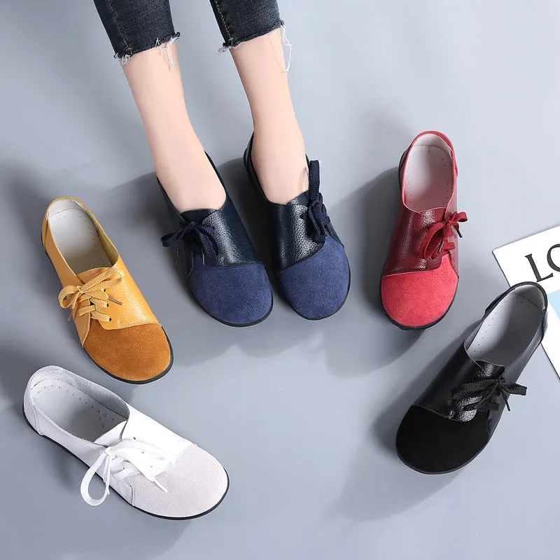 Earth Loafers Dosreal Women Fashion Flats Shoes Lace Up Loafers Shoes Outdoor Walking Shoes Female Ballet Flats Co