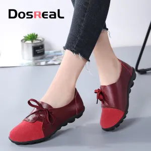 Dosreal Women Fashion Flats Shoes Lace Up Loafers Shoes Outdoor Walking Shoes Female Ballet Flats Co Penny Loafers With Heels