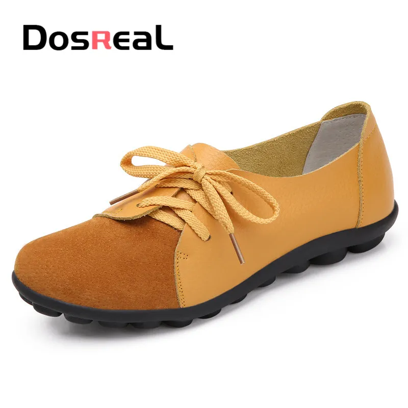 Dosreal Women Fashion Flats Shoes Lace Up Loafers Shoes Outdoor Walking Shoes Female Ballet Flats Co Breaking In Loafers