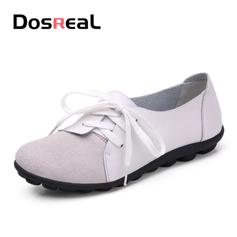 Dosreal Women Fashion Flats Shoes Lace Up Loafers Shoes Outdoor Walking Shoes Female Ballet Flats Co Magnani Loafers