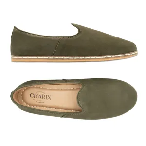 Slip-on Ankle Boots Olive Nubuck Slip Ons for Men