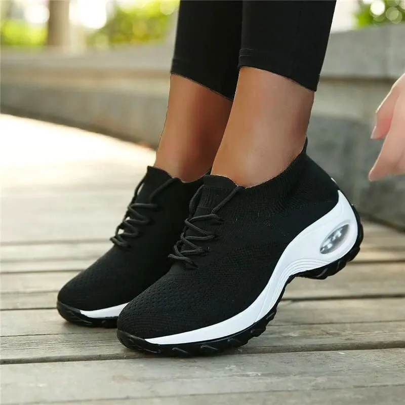 Cross Country Running Sneakers Nanccy Lace Up Walking Running Shoes Platform Sneakers