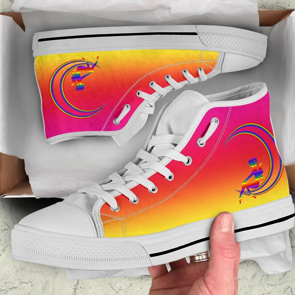 High Top Sneakers - Rainbow Fairy | Woman's Colorful Sneakers, Custom Sneakers Women, Custom Women's Sneakers, Rainbow Pride Sneakers, Adult Rainbow Sneakers Fila Sneakers
