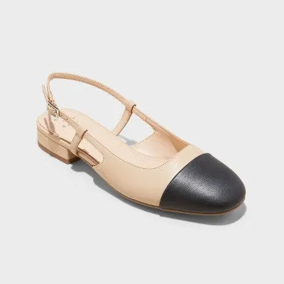 New - A New Day Women's Faux Leather Slingback Casual Ballet Flats Round Toe Easy Slip On Shoes