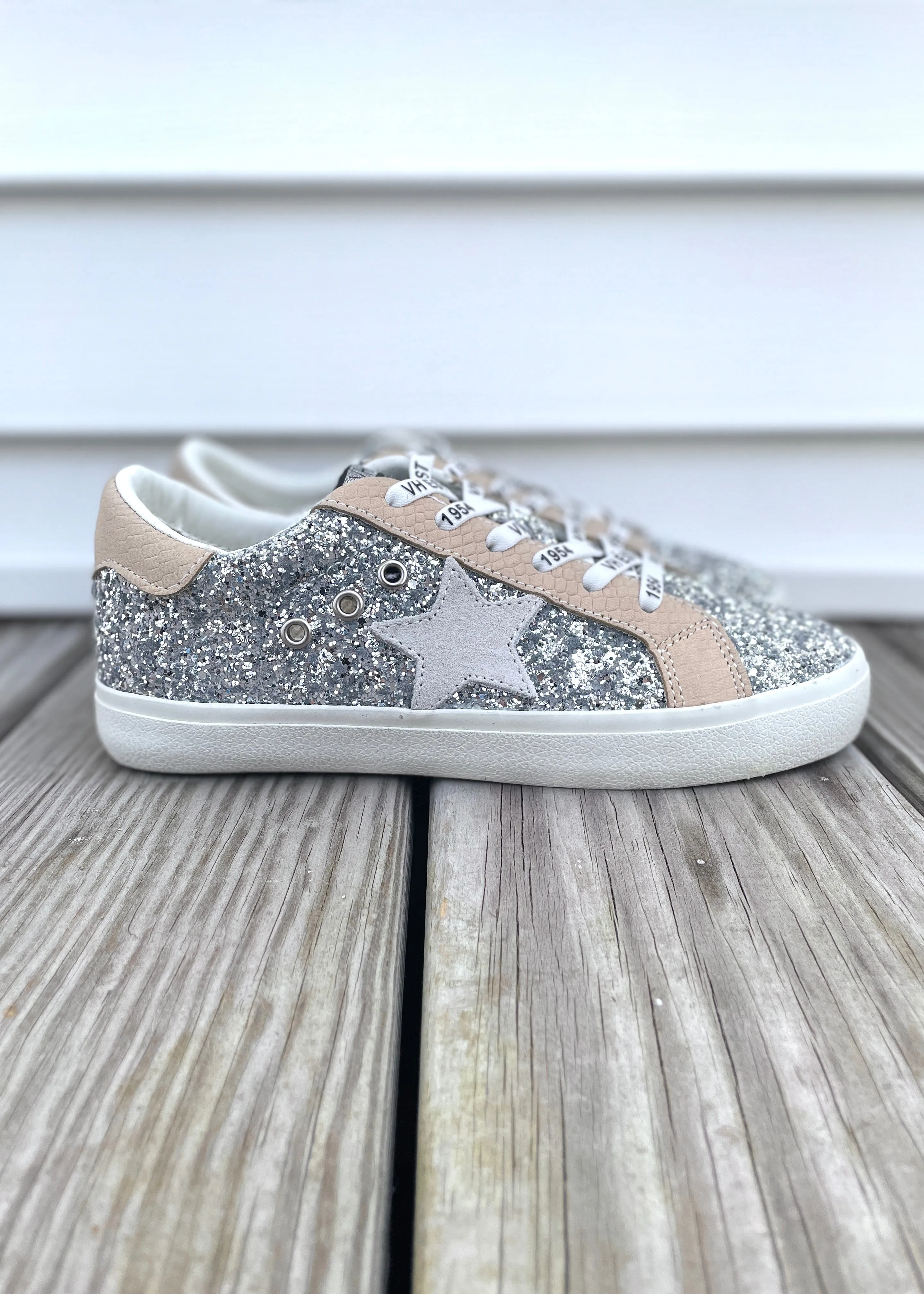 silver glitter low top sneaker Jason Kidd Sneakers