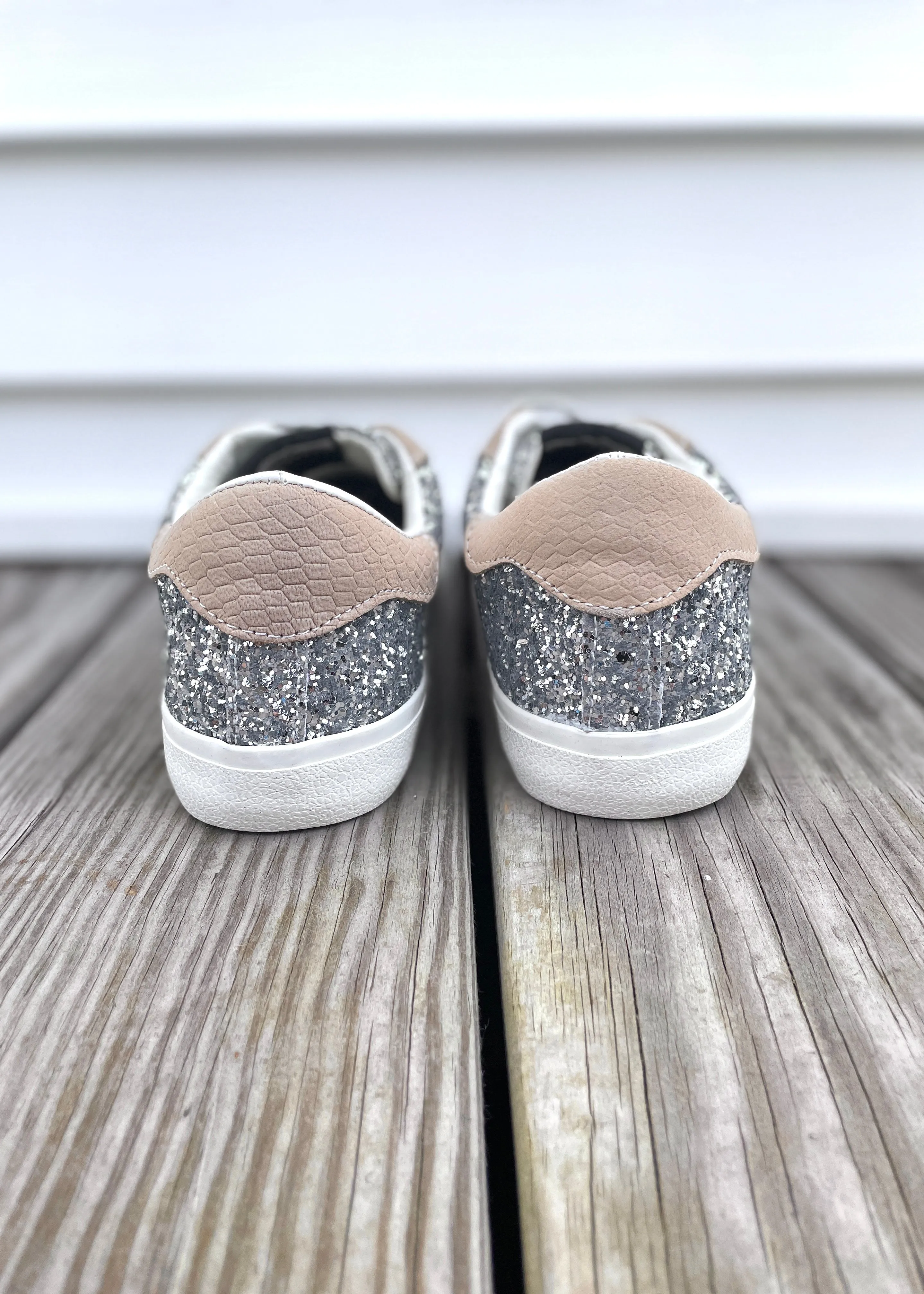 Sneakers On Sale Near Me silver glitter low top sneaker