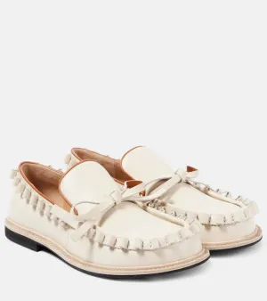JW Anderson Ruffled leather moccasins Baby Blue Loafers