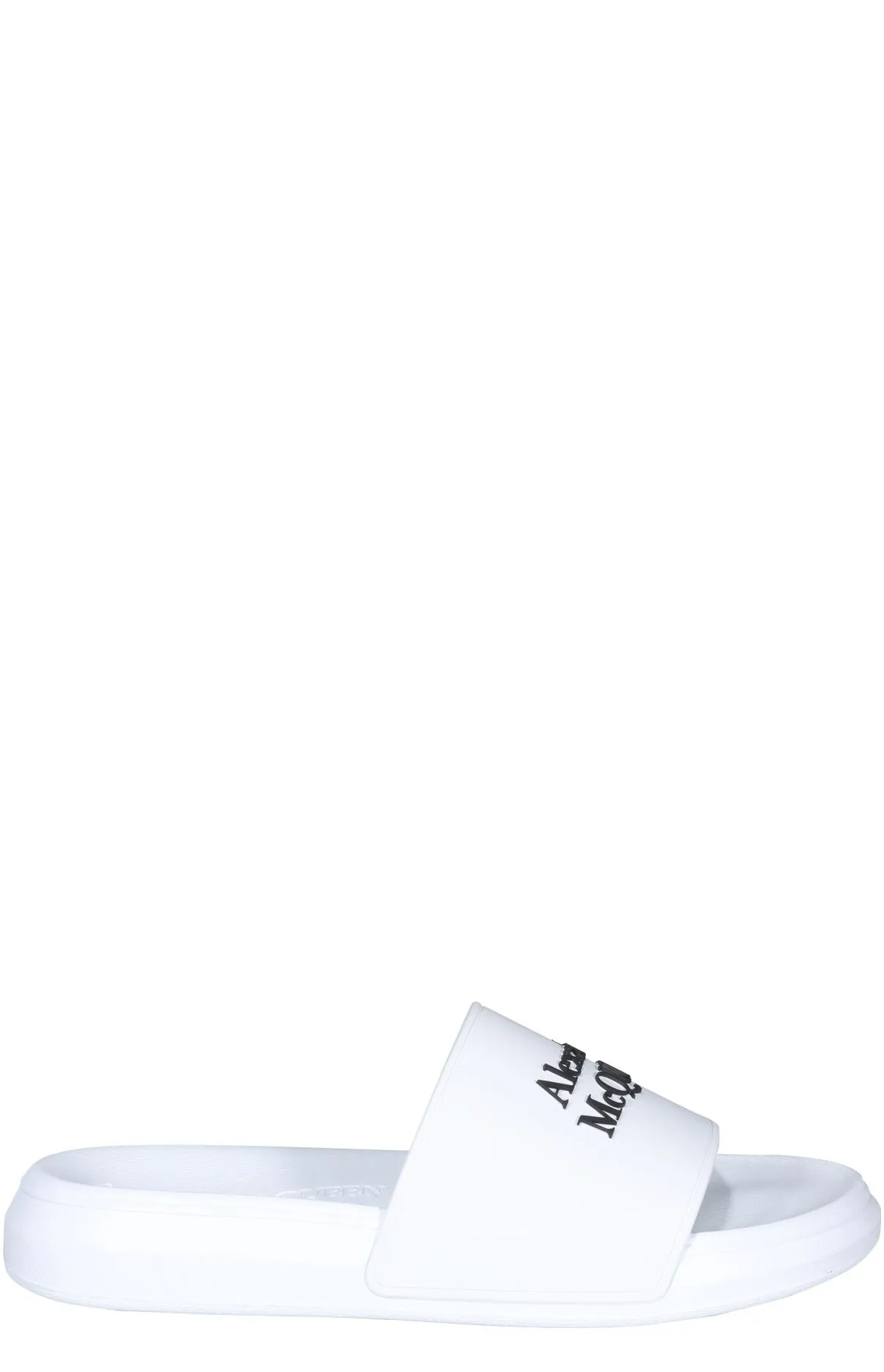 Patent Sandals Alexander McQueen Logo Printed Slides