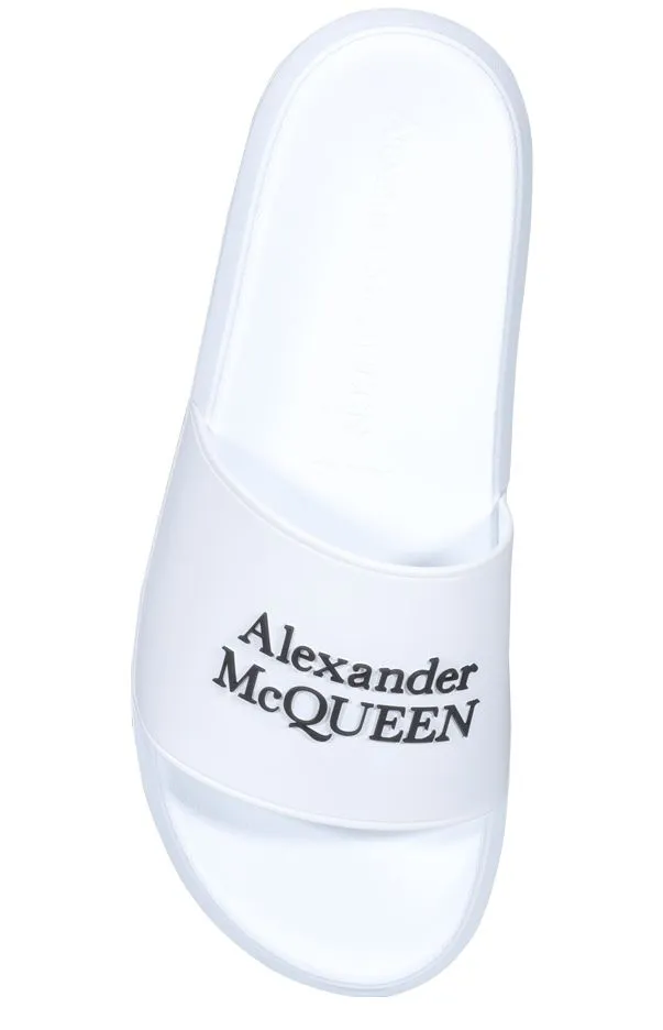 Alexander McQueen Logo Printed Slides Sandals With Thick Soles