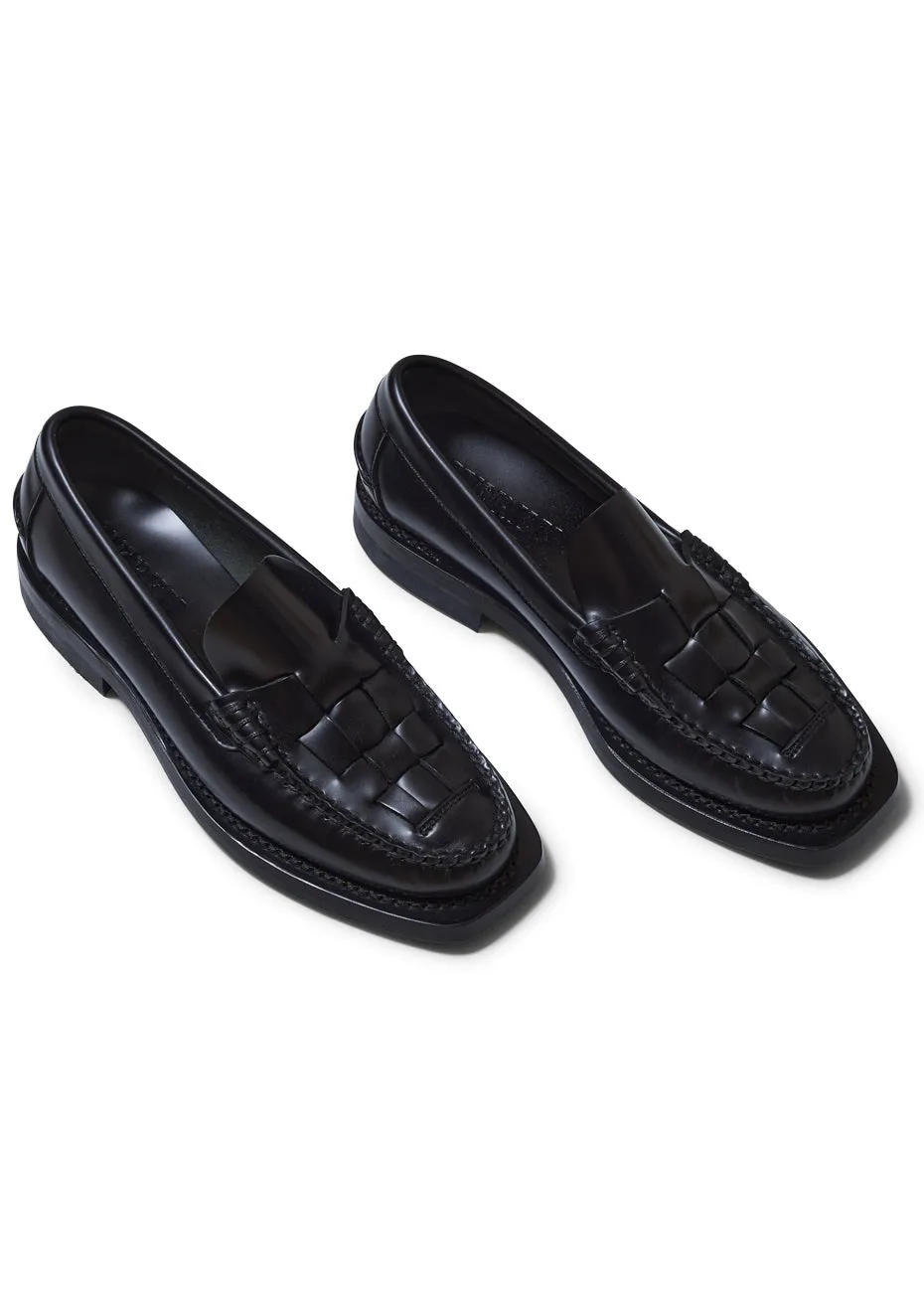 Navy Leather Loafers Nombela Interwoven Loafer Black