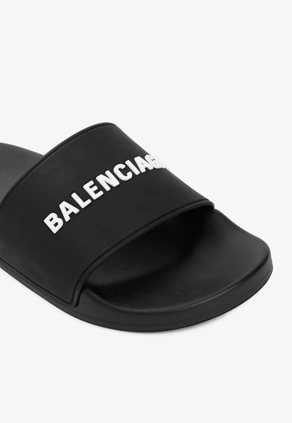 3D Logo Rubber Pool Slides Sandals Flat Closed Toe