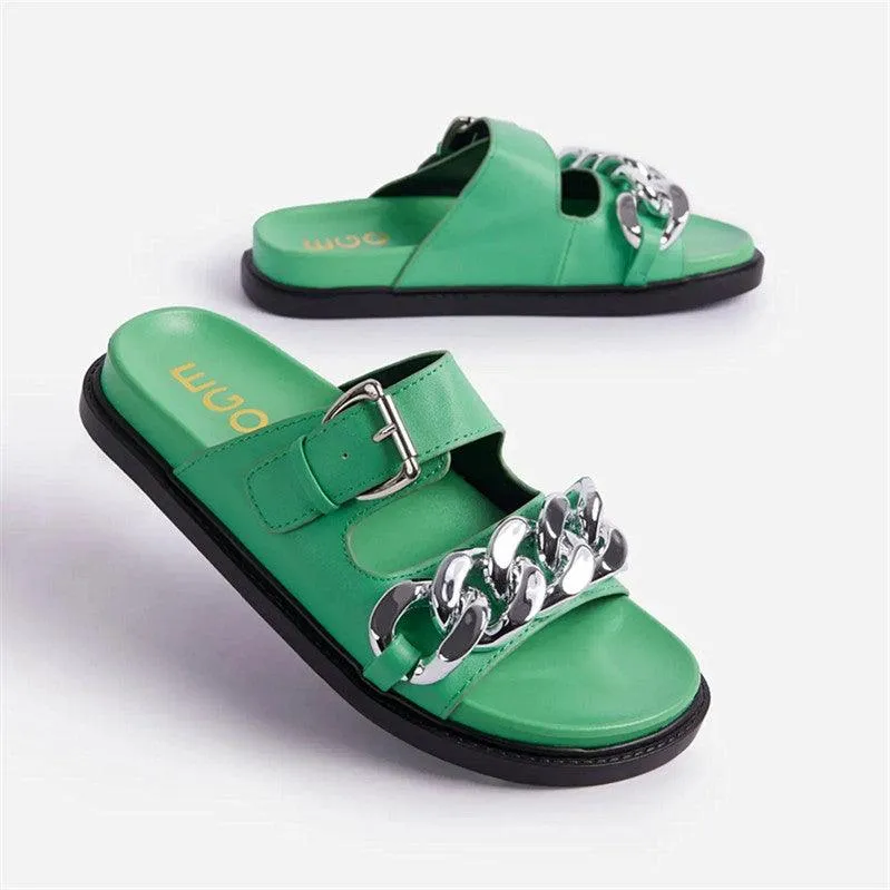 EGO Chain Designed Comfy Slipper - Green Slippers Down