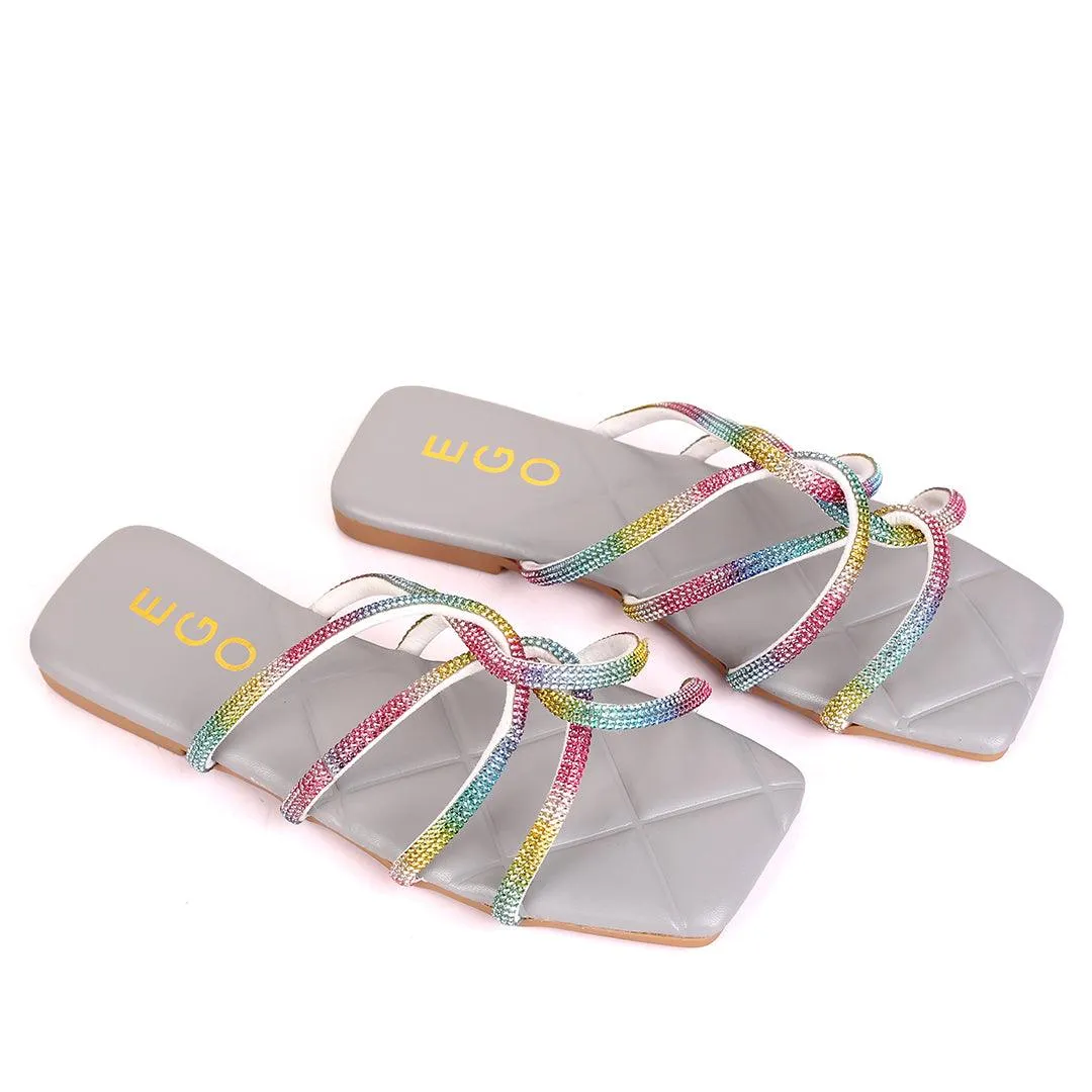 Good Outdoor Slippers EGO Classic Flat heel Multi Coloured With Grey Sole Design Slipper
