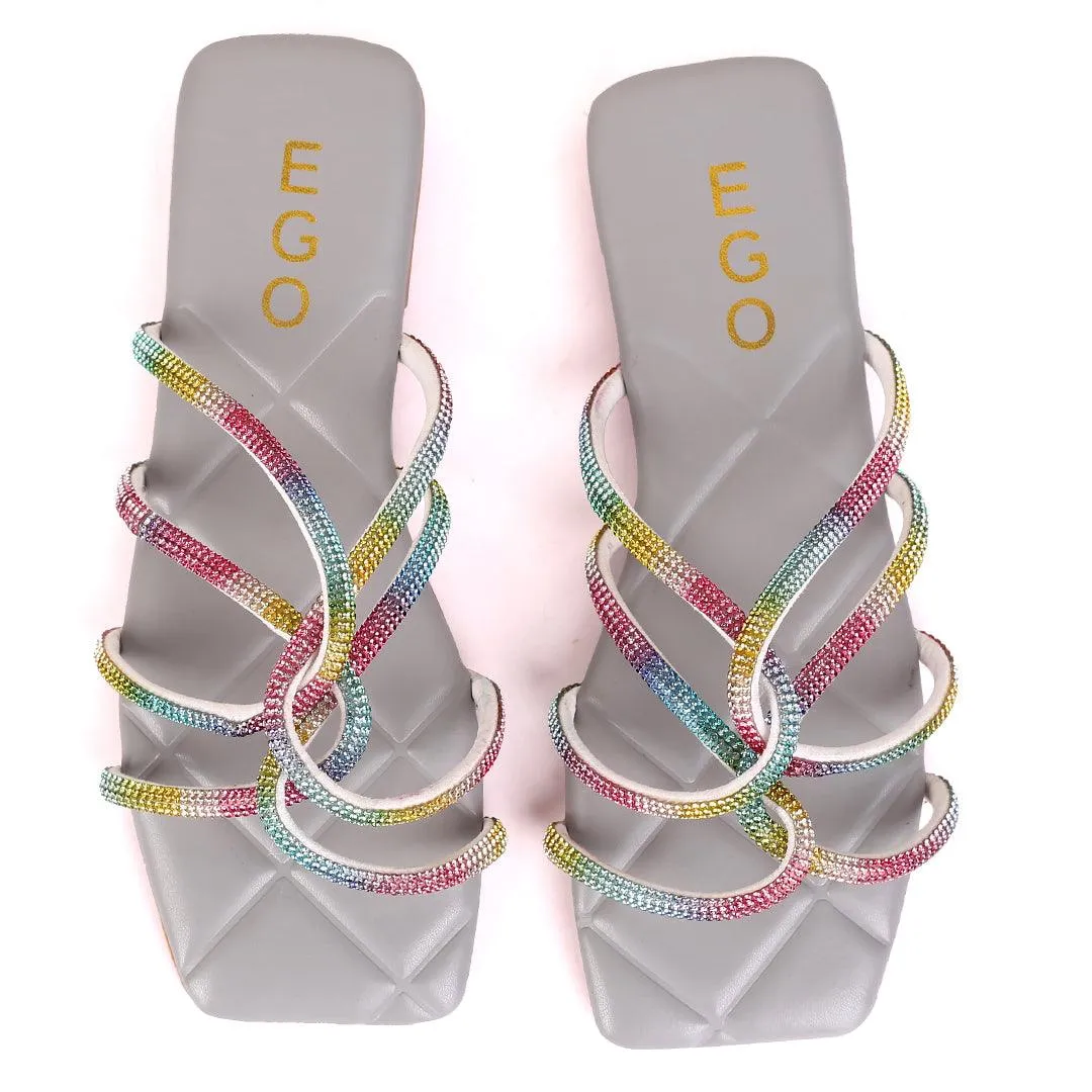 EGO Classic Flat heel Multi Coloured With Grey Sole Design Slipper Ghost Spider Slippers