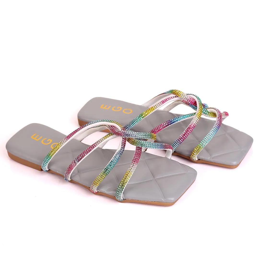 EGO Classic Flat heel Multi Coloured With Grey Sole Design Slipper Slippers Toddler