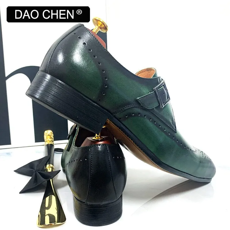 MONK STRAP SHOES BLACK GREEN WINGTIP GENUINE LEATHER MENS DRESS SHOES Nine West Penny Loafers