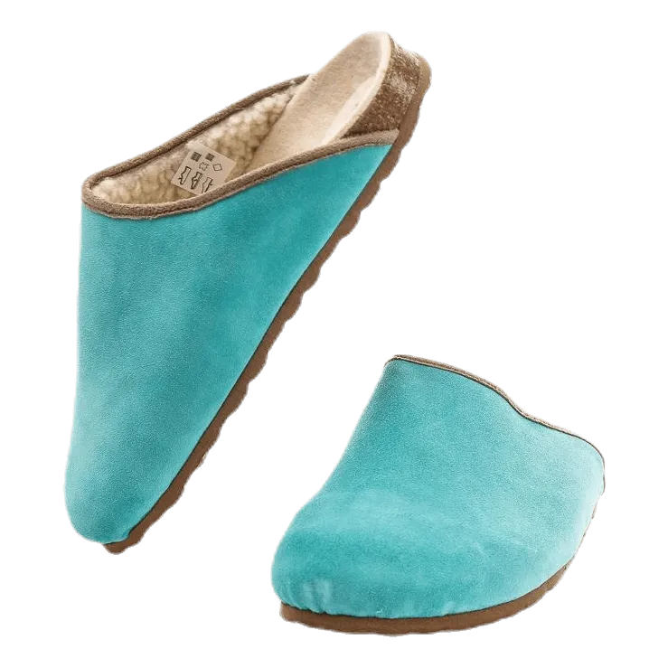 Slide On Sandals Leather Muffy Suede Green