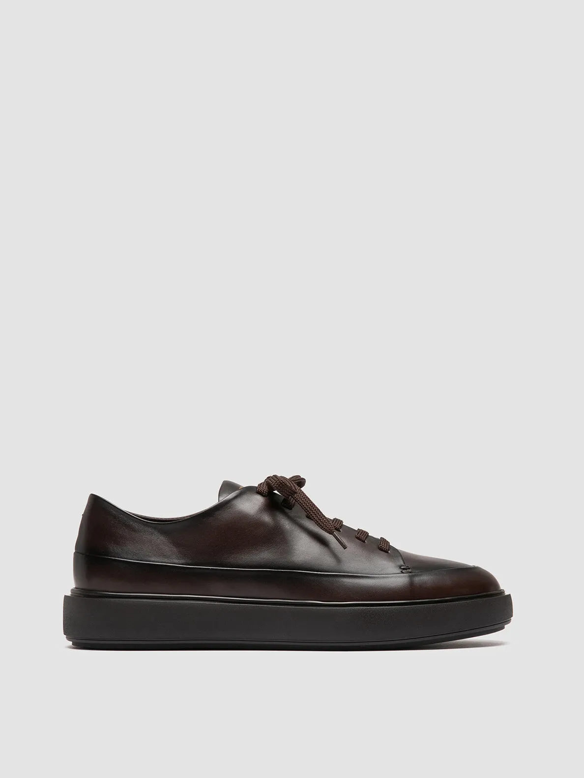 Sneakers For Shin Splints RELEASE 001 - Brown Leather Low Top Sneakers