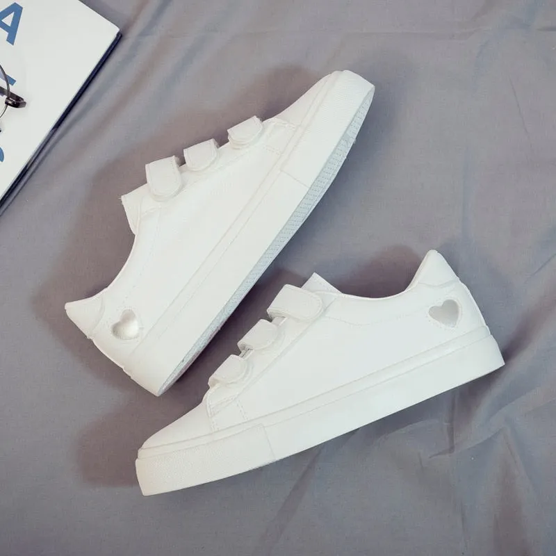 Womens Cute Love Heart Easy CleanFlats Sneakers Waterproof High Top Sneakers