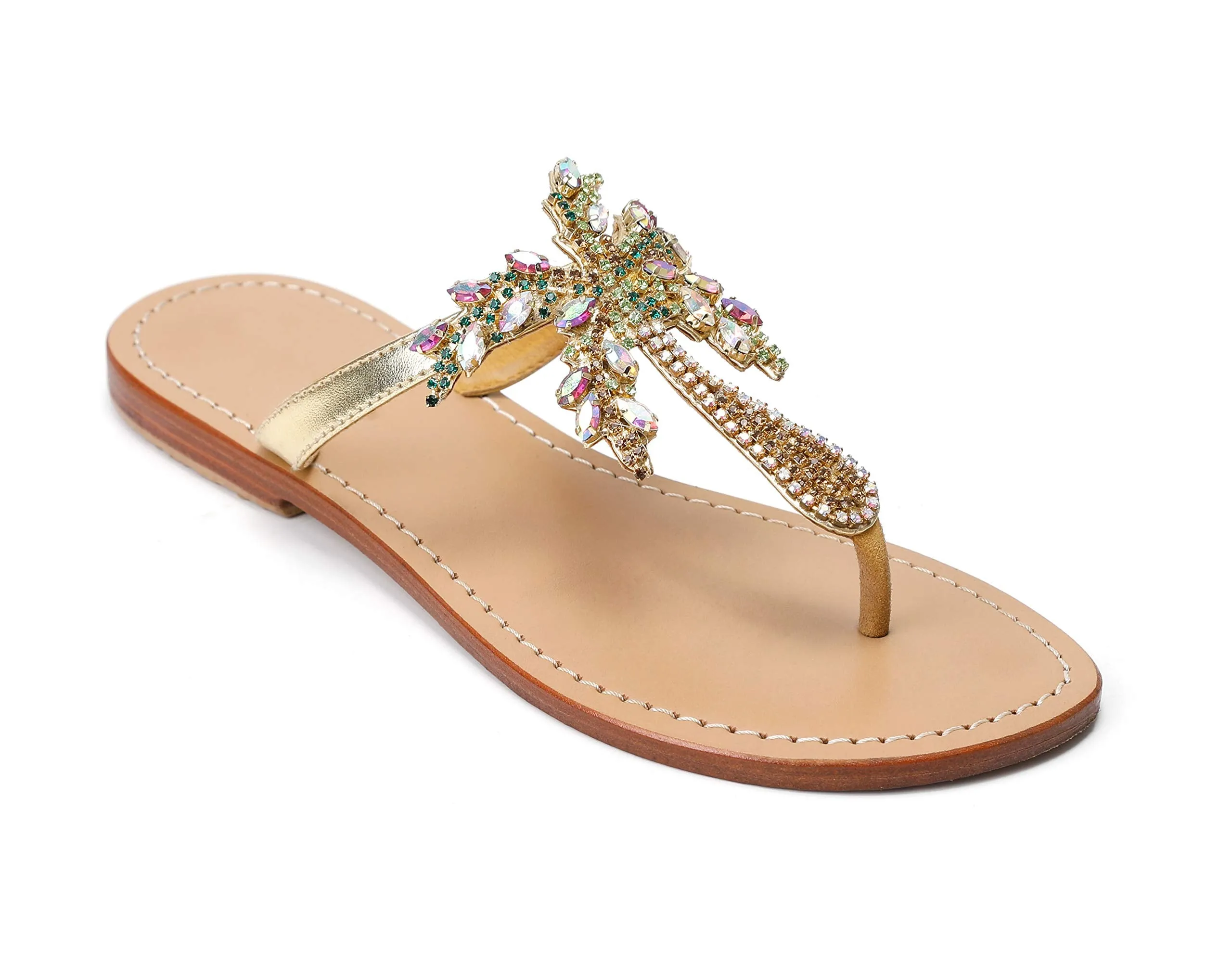 Flip Flops In Rain Embellished Summer Sandals with Palm Tree Design (up to size 12)