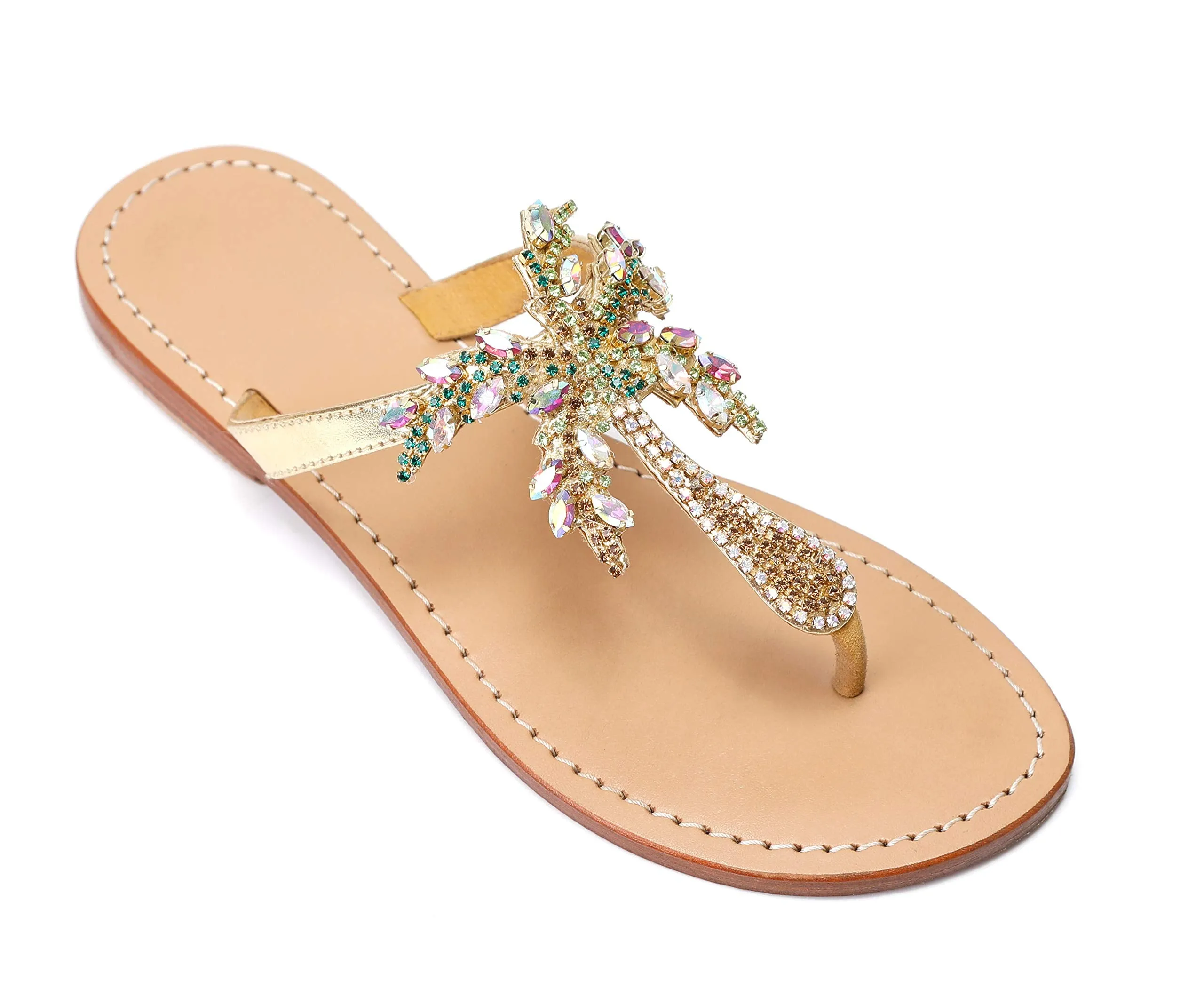 Embellished Summer Sandals with Palm Tree Design (up to size 12) Flip Flops Changeable Straps