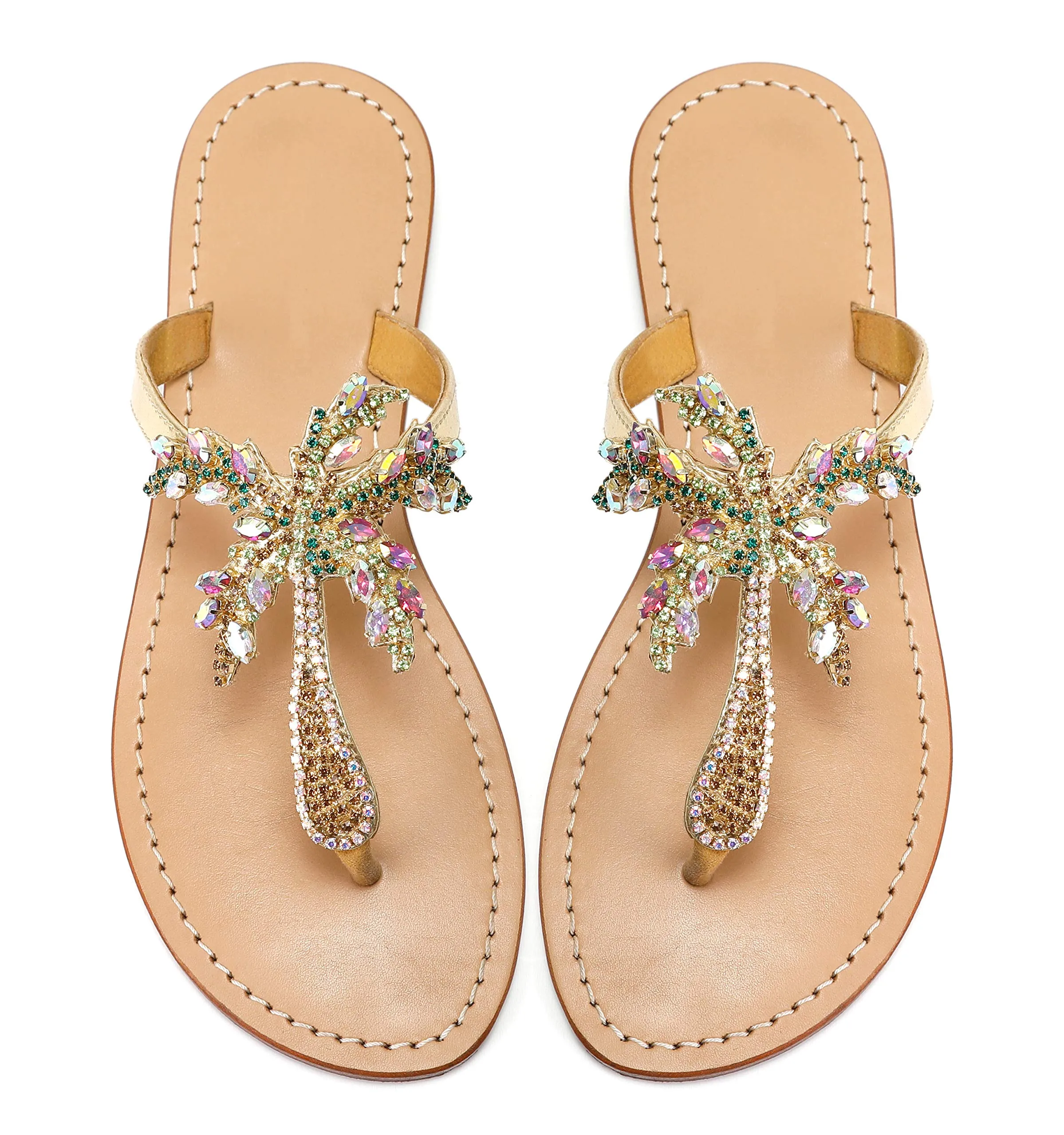 Infant Flip Flops Size 4 Embellished Summer Sandals with Palm Tree Design (up to size 12)