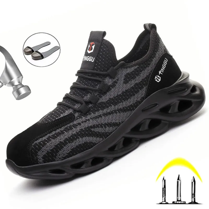 Male Work Sneakers Toe Cap Work Safety Boot Comfort Men Boots Anti-puncture Safety Shoes Men Indestructible Shoes Work Boots 6.5 Steel Toe Work Boots