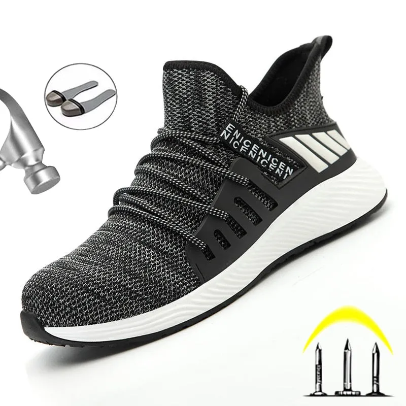 Wide Square Toe Groundbreaker Work Boots Male Work Sneakers Toe Cap Work Safety Boot Comfort Men Boots Anti-puncture Safety Shoes Men Indestructible Shoes Work Boots