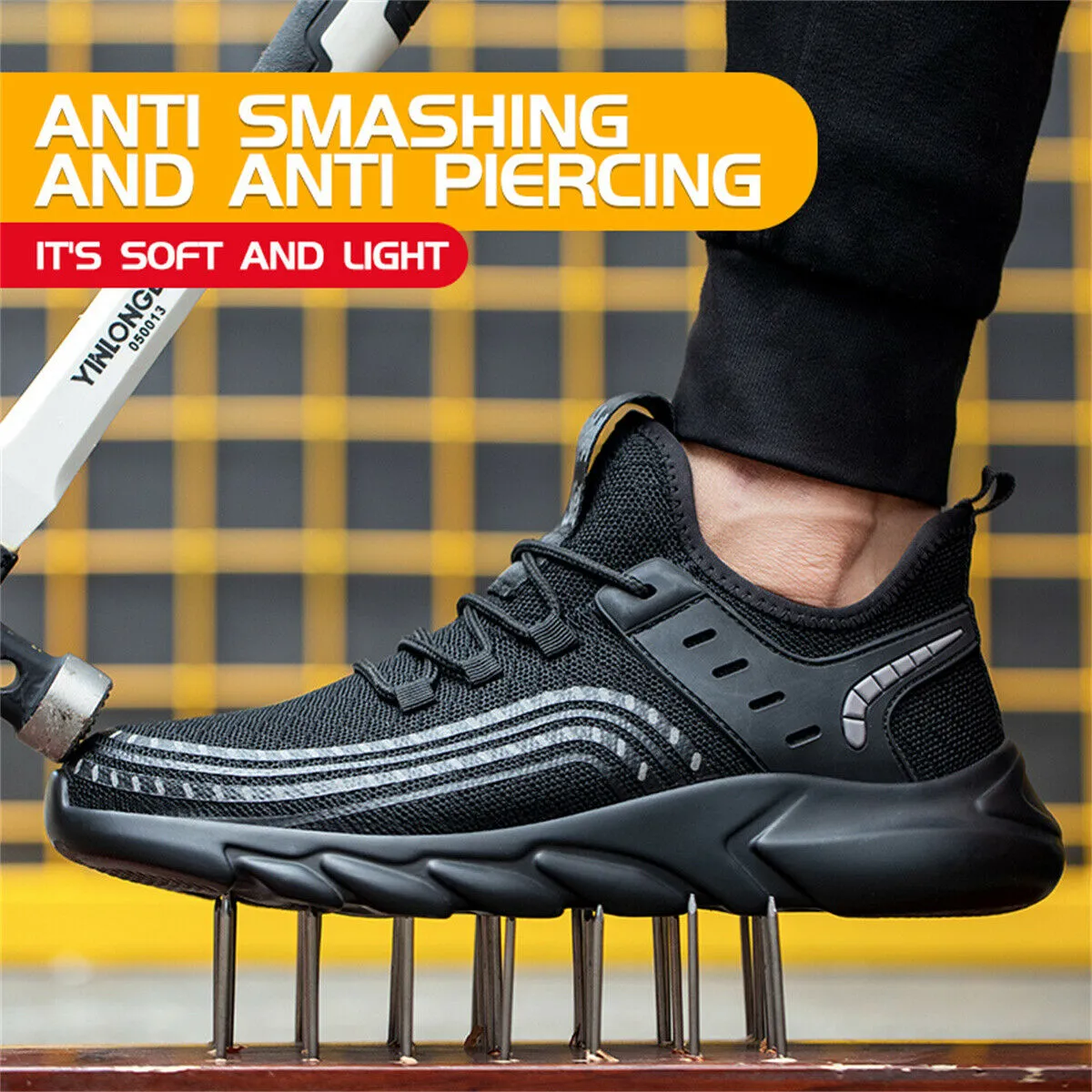 Comfortable Work Boots For Walking Anti-Pierce Work Safety Steel Toe Boot Lightweight Breathable Construction Boots